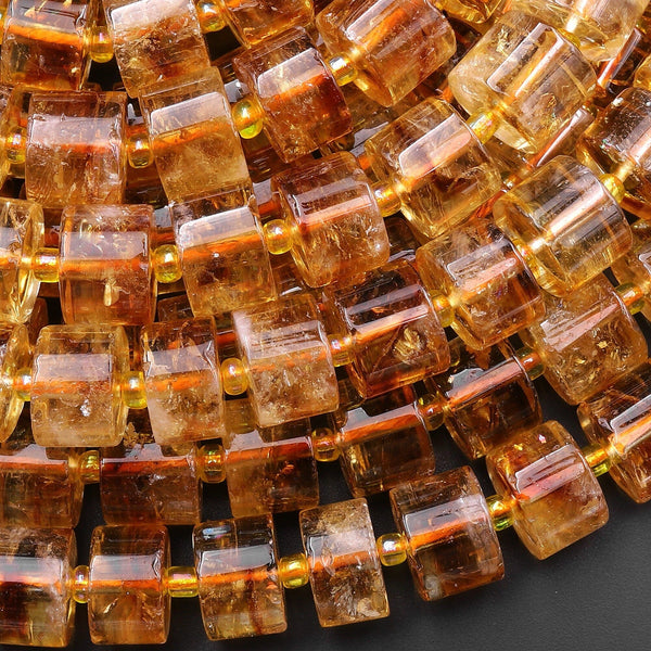AAA Natural Golden Citrine Rondelle Wheel Nugget Beads 15.5" Strand