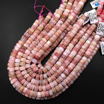 AAA Large Natural Peruvian Pink Opal Hexagon Rondelle Wheel Beads 15.5" Strand