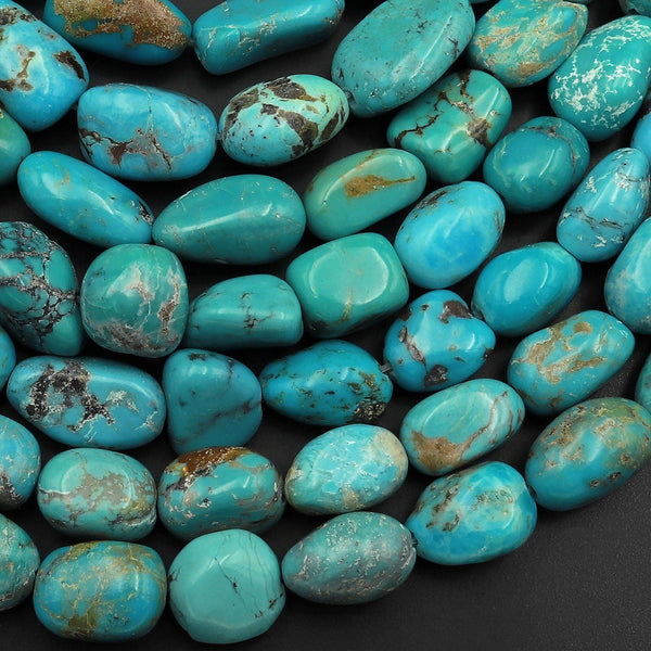 Genuine Natural Turquoise Freeform Pebble 10mm Beads Nuggets 15.5" Strand