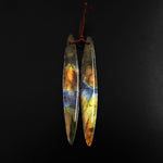 Natural Labradorite Earring Pair Long Marquise Dagger Matched Gemstone Beads