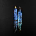 Natural Labradorite Earring Pair Long Marquise Dagger Matched Gemstone Beads