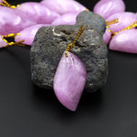 AAA Natural Kunzite Pendant Abstract Leaf Gemstone Focal Bead