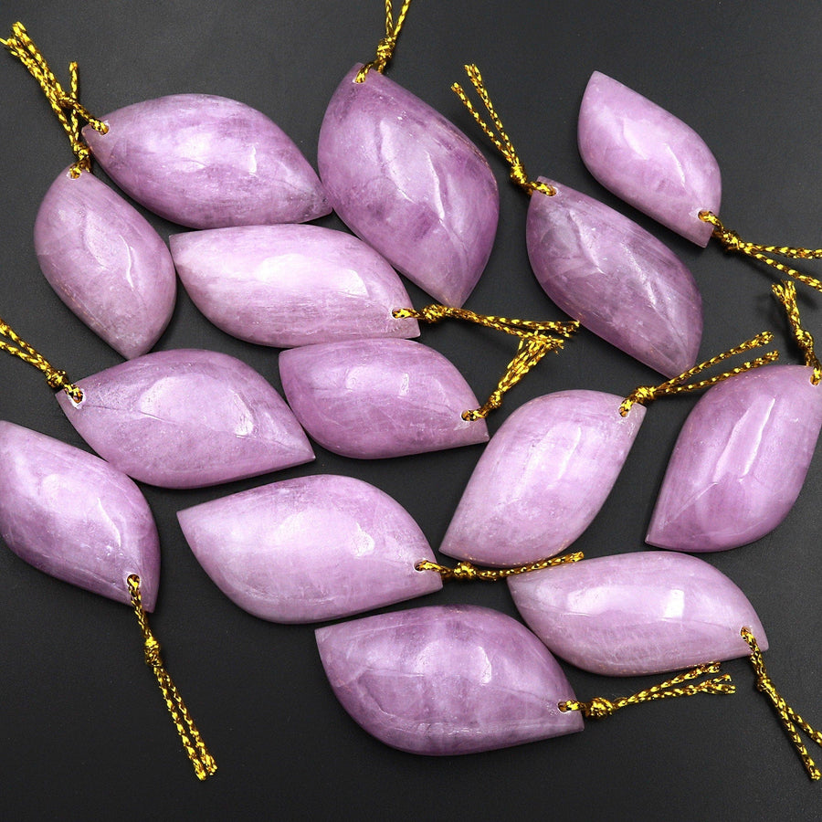 AAA Natural Kunzite Pendant Abstract Leaf Gemstone Focal Bead