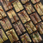 Natural Mushroom Rhyolite Jasper Matched Rectangle Gemstone Earring Bead Pair