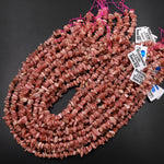 Natural Rhodochrosite Freeform Chip Nugget Beads 15.5" Strand