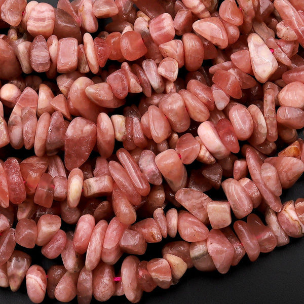 Natural Rhodochrosite Freeform Chip Nugget Beads 15.5" Strand