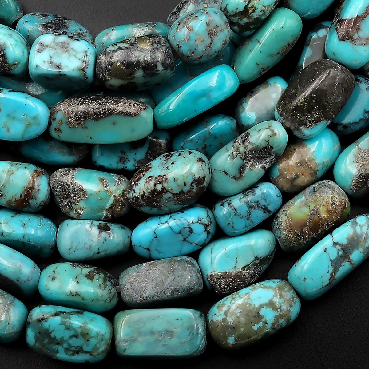Genuine Natural Turquoise Freeform Pebble Blue Gray Beads Nuggets 15.5 ...