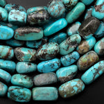 Genuine Natural Turquoise Freeform Pebble Blue Gray Beads Nuggets 15.5" Strand