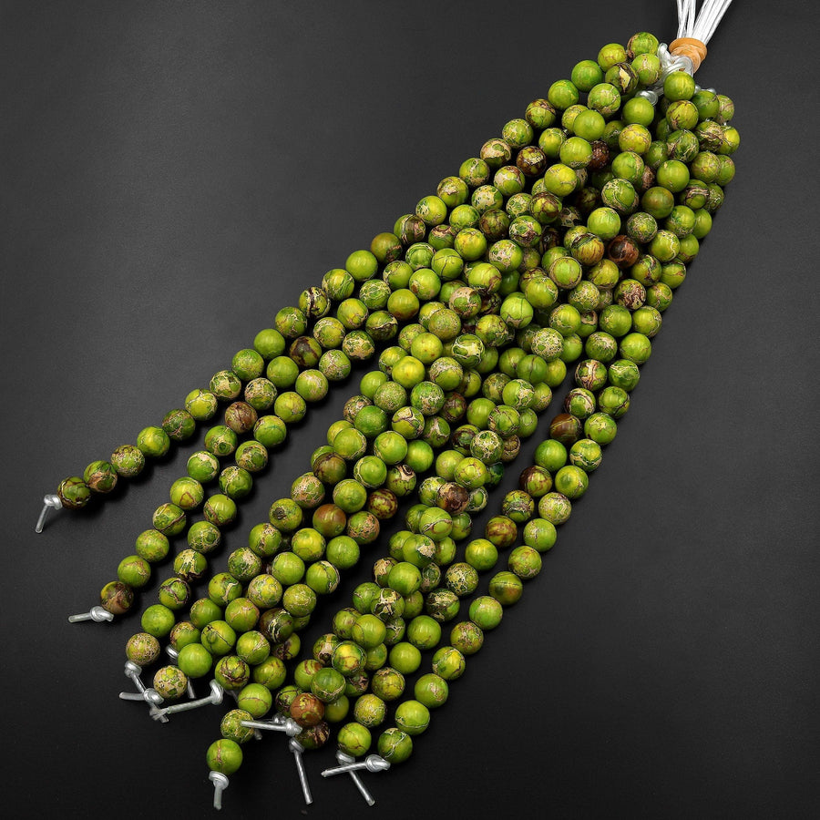 Large Hole Beads Green Impression Jasper 10mm Round Rondelle Beads Aka Snake Skin Jasper Aqua Terra Jasper 8" Strand