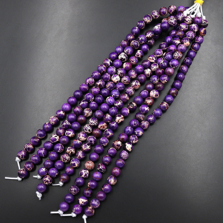 Large Hole Beads Purple Impression Jasper 10mm Round Rondelle Beads Aka Snake Skin Jasper Aqua Terra Jasper 8" Strand