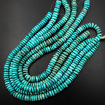 Genuine Natural Nevada Blue Green TurquoiseThick Heishi Beads Rondelle Real Turquoise Gemstone 15.5" Strand