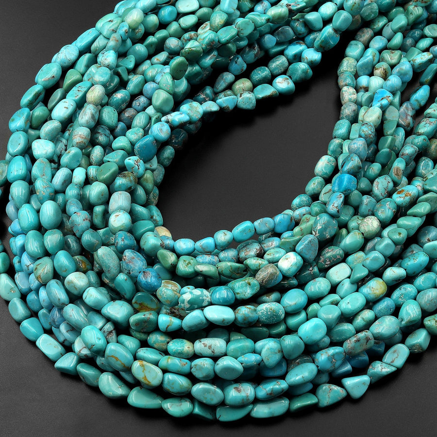 Genuine Natural Light Blue Turquoise Small Freeform Nugget Pebble 5mm Beads 15.5" Strand