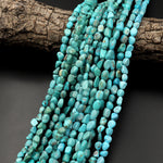 Genuine Natural Light Blue Turquoise Small Freeform Nugget Pebble 5mm Beads 15.5" Strand