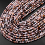 Faceted Natural Peach Botswana Agate 5mm Rondelle Beads Salmon Peach Pink Gemstone 15.5" Strand