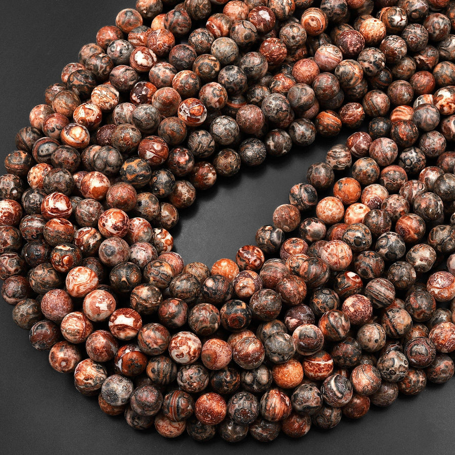 Natural Red Leopard Skin Jasper 4mm 6mm 8mm 10mm Smooth Round Beads 15.5" Strand