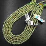 Faceted Natural Yellow Green Prehnite 5mm 6mm Round Beads 15.5" Strand