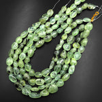 Natural Prehnite Freeform Rounded Nugget Pebble Beads 15.5" Strand
