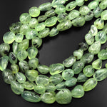 Natural Prehnite Freeform Rounded Nugget Pebble Beads 15.5" Strand