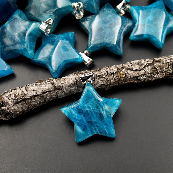 Natural Teal Blue Apatite / Pendant Gemstone Star