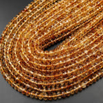 AAA Faceted Natural Golden Yellow Citrine Rondelle Beads 6mm 15.5" Strand