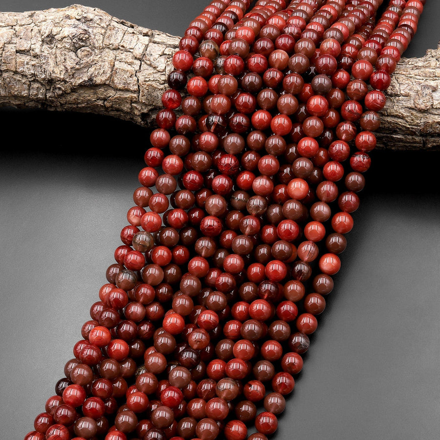 Rare Natural Red Lazasine (Andesine-Red Labradorite) 3mm 4mm 5mm 6mm 7mm 8mm 9mm 10mm Smooth Round Beads 15.5" Strand