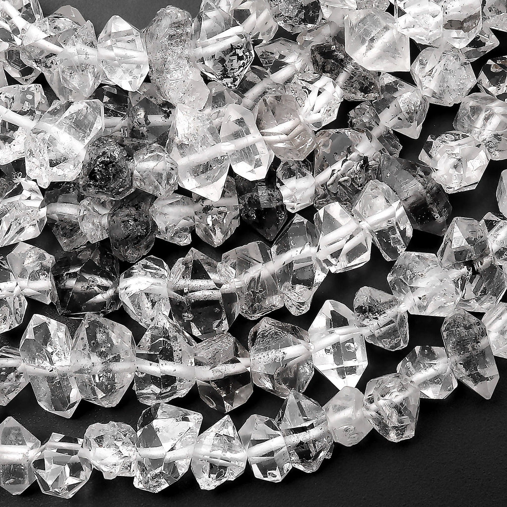 AAA Natural Tibetan Quartz Beads Double Terminated Points Super Clear Freeform Real Natural Crystal Quartz 15.5" Strand