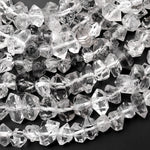 AAA Natural Tibetan Quartz Beads Double Terminated Points Super Clear Freeform Real Natural Crystal Quartz 15.5" Strand