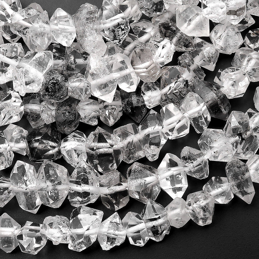 AAA Natural Tibetan Quartz Beads Double Terminated Points Super Clear Freeform Real Natural Crystal Quartz 15.5" Strand