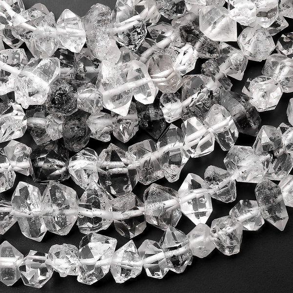 AAA Natural Tibetan Quartz Beads Double Terminated Points Super Clear Freeform Real Natural Crystal Quartz 15.5" Strand