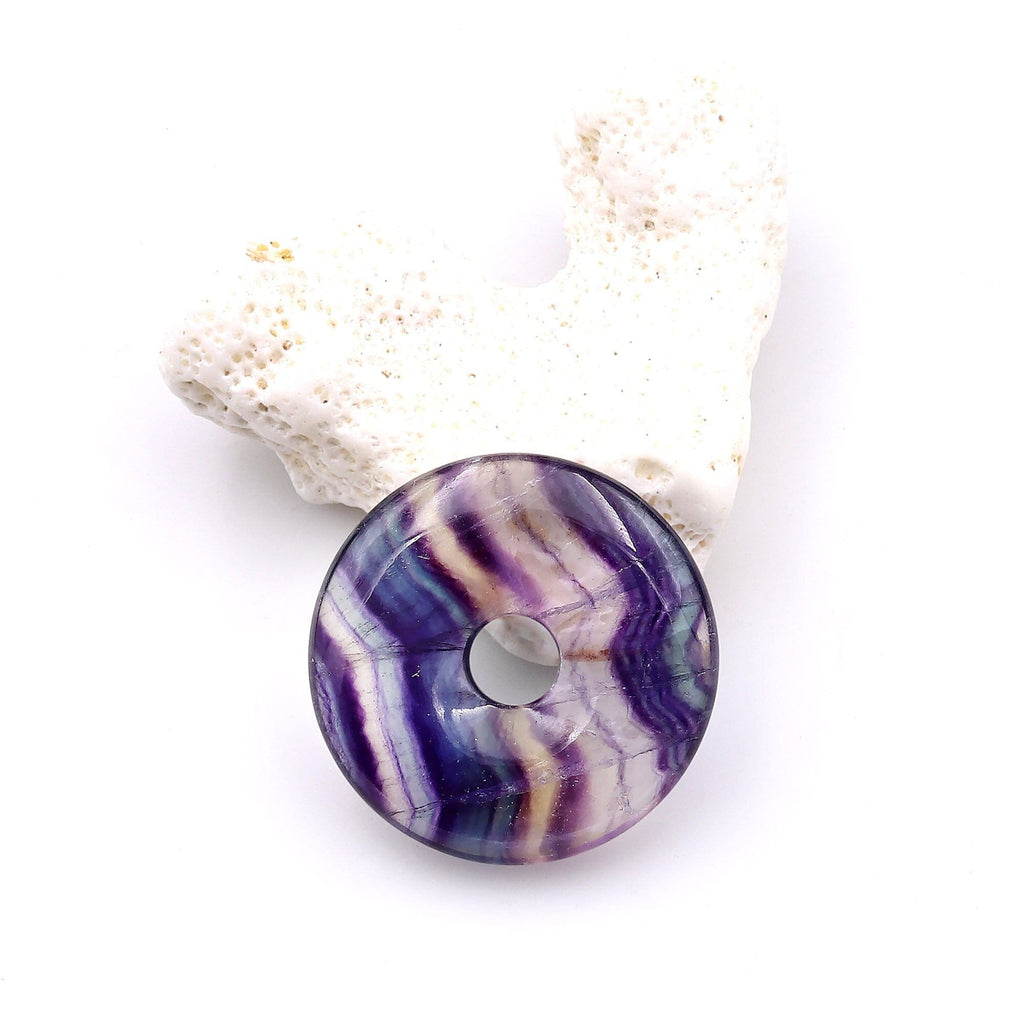 AAA Natural Fluorite Donut Pendant 30mm A1