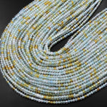 AAA Faceted Blue Yellow Pink Aquamarine 3mm Rondelle Beads Gemstone 15.5" Strand