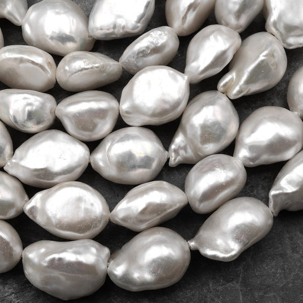 White Keishi Nugget Pearl Genuine Natural Freshwater Pearl 15.5" Strand