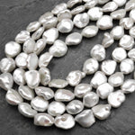 White Keishi Petal Pearl Genuine Natural Freshwater Pearl 15.5" Strand