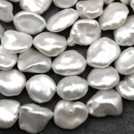 White Keishi Petal Pearl Genuine Natural Freshwater Pearl 15.5" Strand