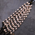 Large Hole Pearls Beads Genuine Soft Pink Peach Freshwater Pearl 10mm 12mm Oval 7.5" Strand