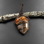 Faceted Natural Brown Rusty Red Lepidocrocite Quartz Point Pendant Side Drilled Gemstone Focal Bead Crystal Pendulum