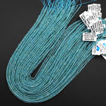 AAA Micro Faceted Natural Teal Blue Apatite 3mm Rondelle Beads 15.5" Strand