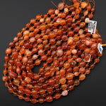 Rare Natural Fiery Orange Red Botswana Agate Rounded Nugget Beads 15.5" Strand