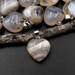 Natural Montana Agate Puffy Heart Pendant Natural Crystal Focal Bead