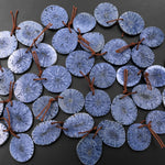 Natural Blue Sponge Coral Earring Pair Cabochon Cab Circle Coin Gemstone Bead Pair