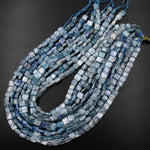 Rare Natural Bicolor Soft Silvery Blue Green Kyanite 8mm 10mm 12mm Square Beads 15.5" Strand