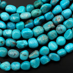Genuine Real Natural Arizona Blue Turquoise Freeform Small Nugget Beads 15.5" Strand
