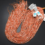 AAA Faceted Natural Arusha Sunstone Rondelle Beads 3mm 4mm Sparkling Micro Diamond Cut Gemstone 15.5" Strand