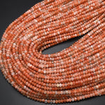 AAA Faceted Natural Arusha Sunstone Rondelle Beads 3mm 4mm Sparkling Micro Diamond Cut Gemstone 15.5" Strand