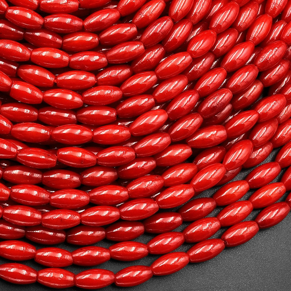 Genuine Red Bamboo Coral Small Rice Barrel Beads 6mm 15.5" Strand
