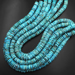 Genuine Natural Arizona Soft Blue Turquoise Heishi Beads 11mm 12mm Rondelle 15.5" Strand