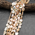 AAA Rare Natural Peach Keishi Petal Genuine Freshwater Pearl 15.5" Strand