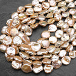 AAA Rare Natural Peach Keishi Petal Genuine Freshwater Pearl 15.5" Strand