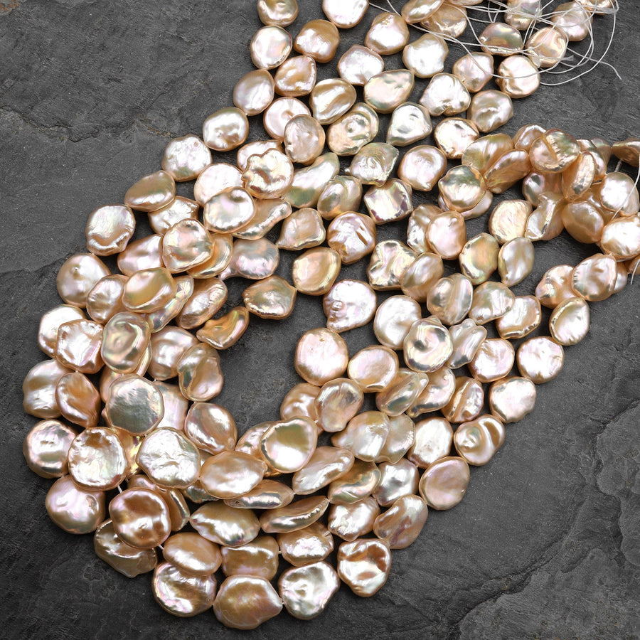 AAA Rare Natural Peach Keishi Petal Genuine Freshwater Pearl 15.5" Strand