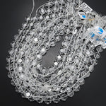 AAA Super Clear Real Genuine Natural Rock Crystal Quartz 12mm Faceted Coin Beads 15.5" Strand